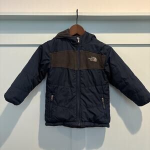 The North Face Jacket Boys XXS 5 Navy Gray Reversible Hooded Fleece Full Zip